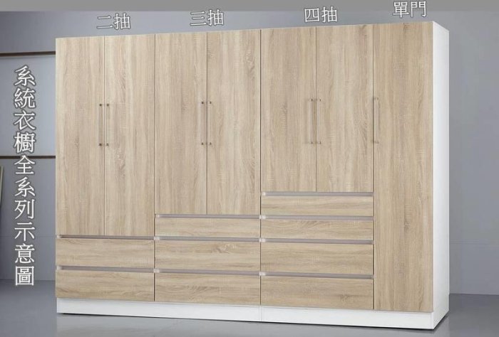 【風禾家具】HGS-432-9@EML系統板加州橡木色2.8尺雙抽衣櫃【台中市區免運送到家】雙抽衣櫥 台灣製造傢俱