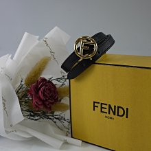 優買二手精品名牌店 FENDI 黑色 牛皮 金色 F LOGO 金釦 雙圈 皮 真皮 手環 頸圈 項圈 激新二