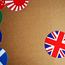 【國旗創意生活館】英國旗圓形行李箱貼紙／抗UV防水／UK／世界多國款可收集和客製