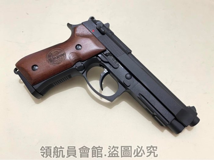 【領航員會館】KJ貝瑞塔M9A1全金屬瓦斯槍+實木柄(真槍刻字握把)滑套可動無彈後定後座力92手槍M9手槍T75K3國軍