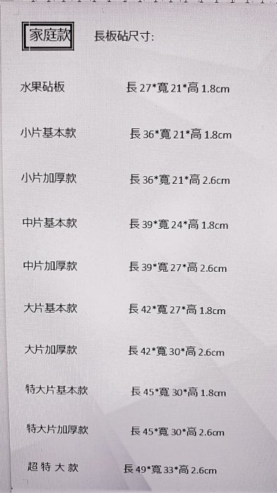 台灣製 (方型小片薄款) 長36cm 寬21cm 厚1.8公分 阿水師工藝坊 原木烏心石砧板/肉砧板/水果砧板/切菜板