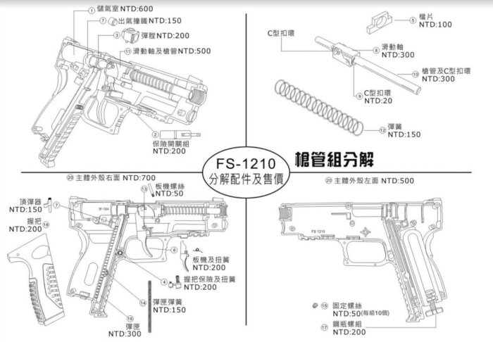 【磐石】FS 華山 1210 XDM CO2直壓槍 原廠客訂零件專用賣場(現貨供應)