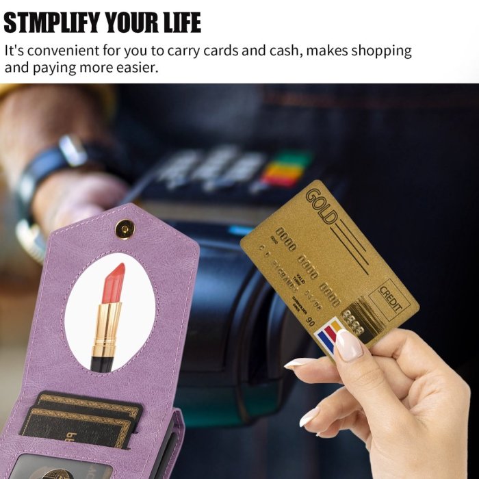聯名好物-適用於三星 Galaxy Z Flip 4 5G Flip4 Flip3 錢包卡夾錢包掛繩錶帶保護套的斜挎皮革卡片保護套-全域代購