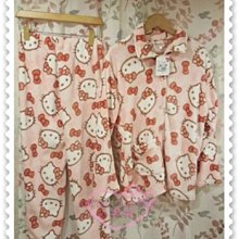 ♥小花花日本精品♥ Hello Kitty 居家服 睡衣 睡褲 長袖上衣 長褲 套裝組 大臉滿版 粉色 08700100