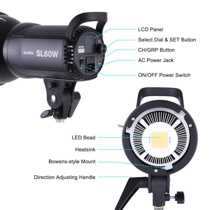 神牛GODOX SL60iiD 白光LED 棚燈+ 四頁片遮光罩套組+ 燈架】 | Yahoo