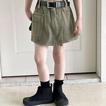 SaNDoN x『自選單品』小孩兒童美式工裝設計感A字褲裙（附腰帶）
