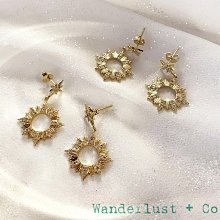 Wanderlust+Co 澳洲品牌 金色鑲鑽 光芒太陽耳環 Sunseeker