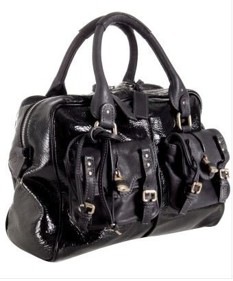 Chloe 7HS058 Strap Bowling Bag Black Patent黑漆皮雙袋鎖頭包