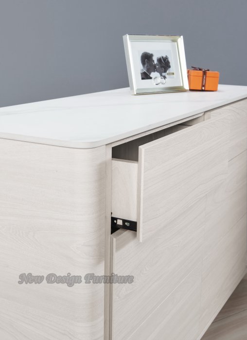 【N D Furniture】台南在地家具-刷白木紋木心板圓邊角120cm岩板六斗櫃MC