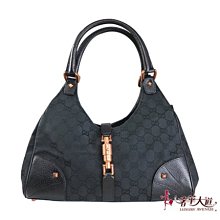 已售出＊奢華大道國際精品＊【G1483】GUCCI 黑色緹花賈姬肩背包 124407