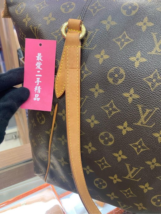 ☆最愛二手精品☆ LV LOUIS VUITTON 字紋老花雙口袋天心包肩背包托特包 M56690 C3542 Totally GM