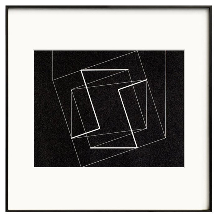 形變極簡主義大師 Josef Albers 現代抽象小眾裝飾畫書房沙發掛畫~努努小鋪