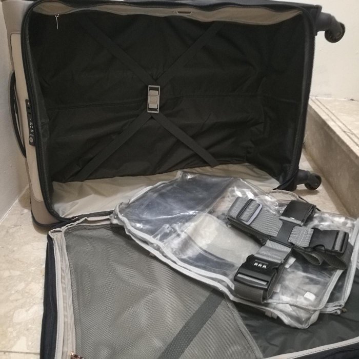 新秀麗Samsonite Uplite SPL 28吋羽量級行李箱 贈保護套及十字束帶 深藍色/米色 布面軟殼超輕