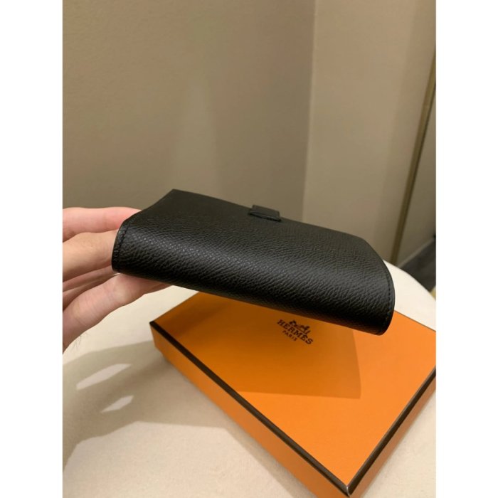 Hermes Bearn Compact Wallet Black 愛馬仕 Epsom 皮革 黑色 銀扣 卡夾 中夾