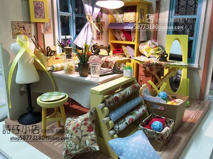 若態DIY小屋手工制作創意小房子藝術屋模型拼裝玩具麗莎裁縫店