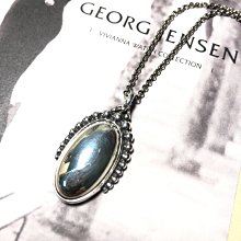 【小麥的店】 GEORG JENSEN 喬治傑生 MOONLIGHT BLOSSOM 9B 銀石 氧化純銀項鍊