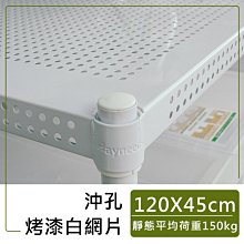 ＊鐵架小舖＊【配件類】極致美學120X45cm沖孔層板_烤漆白/鐵架配件/鐵架/層板