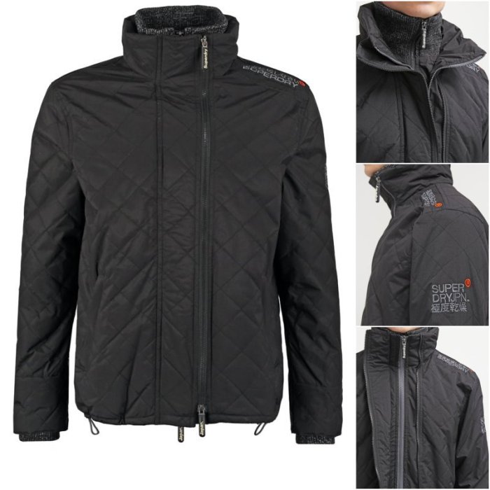 極度乾燥 Superdry Quilted Windcheater 格紋縫線 立領 防風 風衣 外套 黑色 限量現貨特價