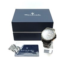 【台中青蘋果】MASERATI SUCCESSO 光動能槍色三眼計時鋼帶腕錶 R8873645001 #73980