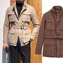 ∵ PRAY FOR FASHION ∴風尚復古safari jacket 純色工裝麂皮絨獵裝雙開拉鏈中長款外套