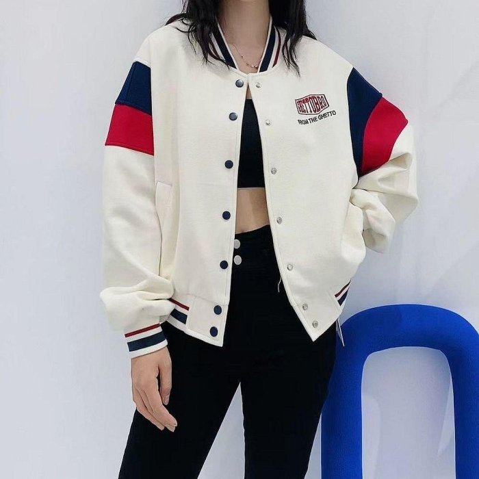 新品 棒球服女2022年春秋拼色寬松夾克潮牌小個子大碼休閑運動外套促銷