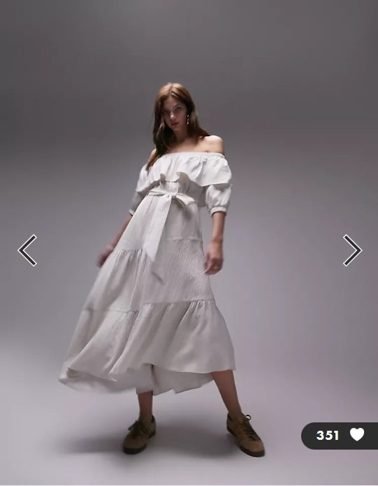 (嫻嫻屋) 英國ASOS-Topshop海棠一字領短袖腰部綁帶中長裙洋裝EC23