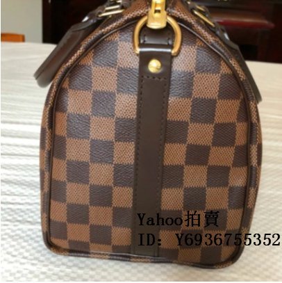 Simon二手正品 LV N41368 SPEEDY BANDOULIERE 25CM 棋盤格波士頓包 枕頭包 醫生包