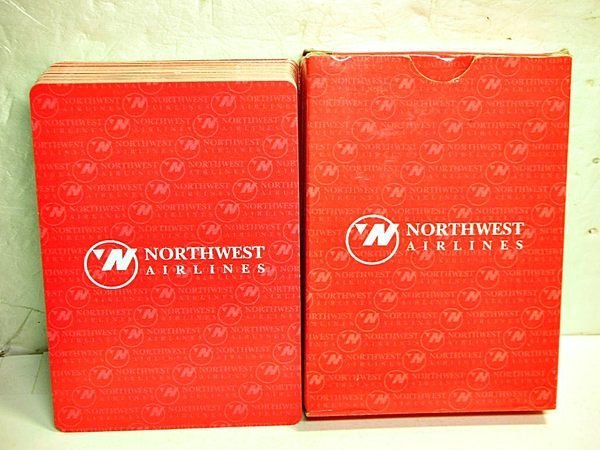 #L.(企業寶寶玩偶娃娃)少見Northwest Airlines 西北航空撲克牌!--值得擁有!/黑箱7/-P