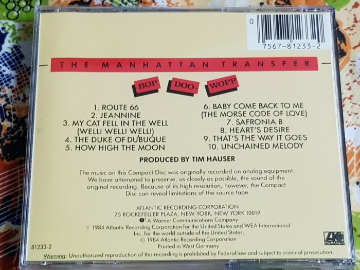 R西洋團(二手CD)THE MANHATTAN TRANSFER BOP DOO-WOPP