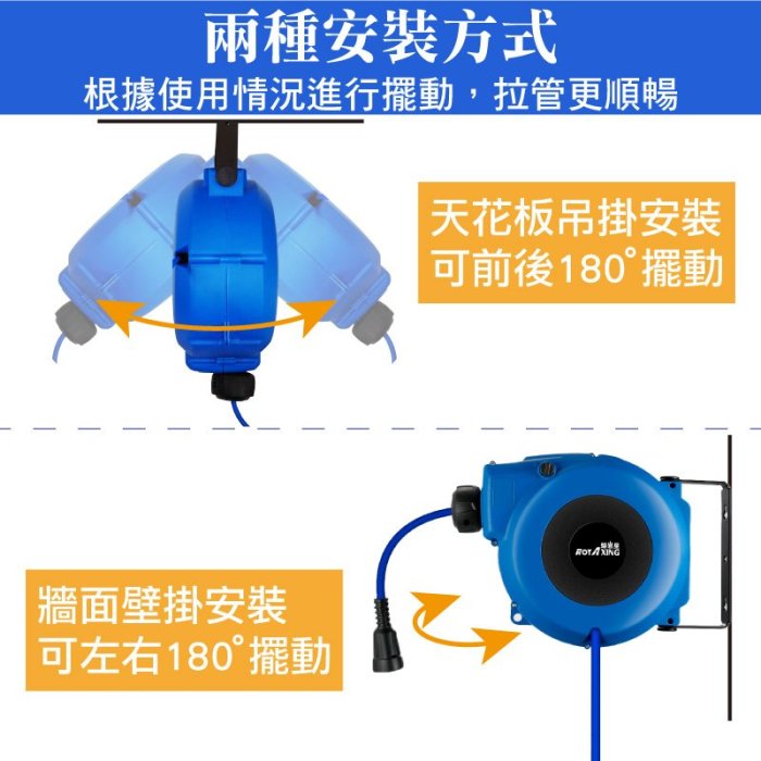 風管捲揚器-8mm*12mmPU夾紗管長25米 台灣出貨 開立發票 自動收管器 空壓機風管 伸縮捲管輪-輕居家8600