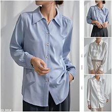 ✿ 吉米花 ✿ M-03018 氣質純色長袖襯衫 ( 2色 S-2XL ) 全碼 現貨+預購