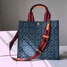 【小怡代購】 全新 COACH 3664 美國正品代購新款女士藍色牛仔帆布托特包 大號 手提包 斜挎包 超低直購