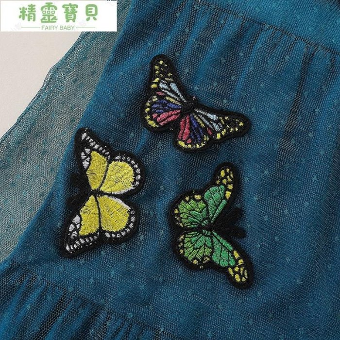 年歐美風 女童紗裙 新品 兒童蕾絲洋裝 刺繡童裙  38歲 綠色 短袖裙-精靈寶貝