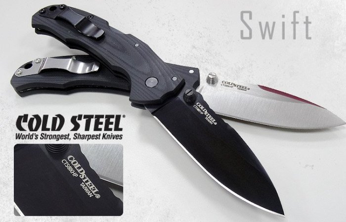 【angel 精品館 】Cold Steel SWIFT 平刃折刀/CTS-XHP鋼 (銀平刃) 22A