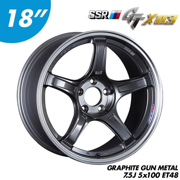 【Power Parts】SSR GTX03 鋁圈 18" 7.5J 5x100 ET48 GUN METAL(槍黑)