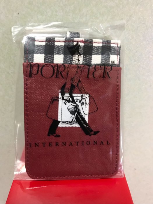 Porter 名牌夾 證件夾(紅白格紋)全新正品未拆封