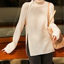歐美 TOT 新款 小眾設計師 美麗諾羊毛絨 設計感拉鍊 寬鬆高領針織衫毛衣 大碼 4色 (Q1043)