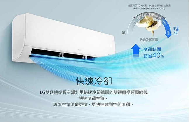 LG樂金6~9坪1級雙迴轉變頻一對一冷暖冷氣 LS-52DHP