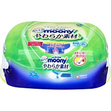 【JPGO】日本製 嬌聯 moony 99%純水 嬰兒濕紙巾 盒裝本體 76枚入#284