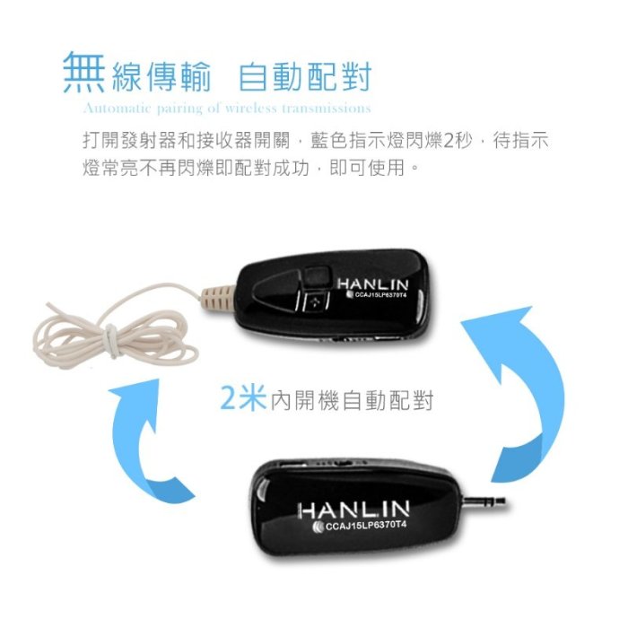 HANLIN 2C 2.4MIC+(plus款) 教學隱形雙耳掛頭戴2.4G麥克風 (隨插即用)