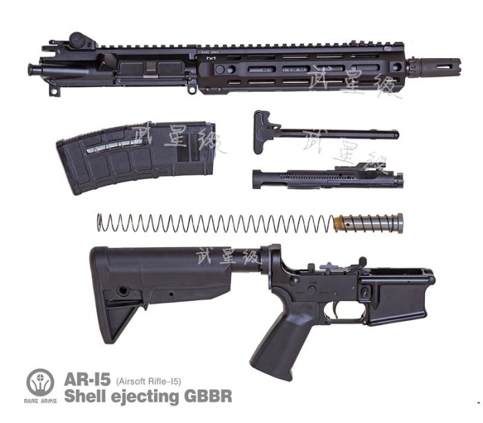 台南 武星級 Rare Arms AR15 10.3吋 CO2槍 仿真後座力 拋殼 GBBR ( 跳殼BB槍M4步槍M16卡賓槍