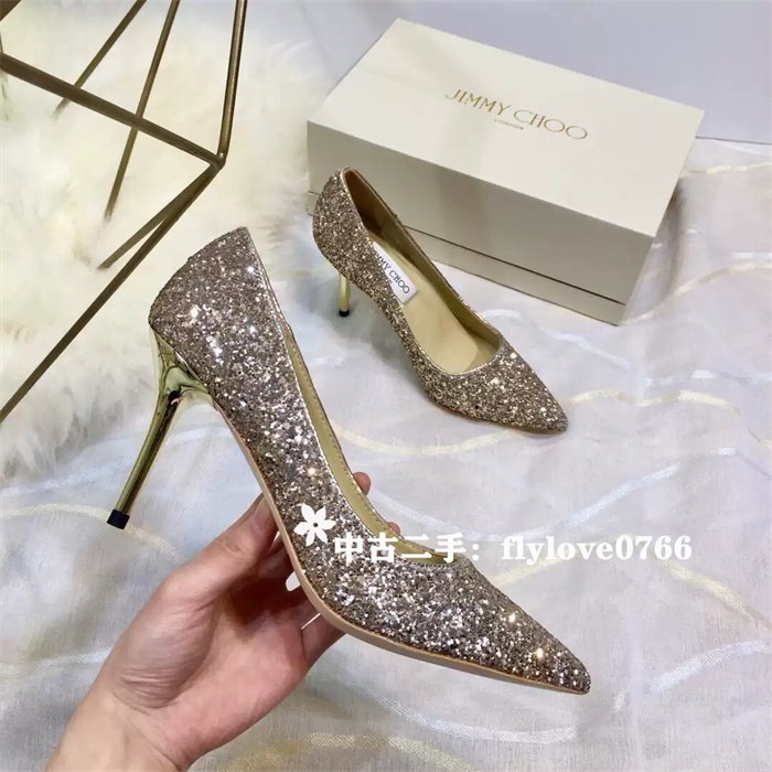 中古二手 JIMMY CHOO 水晶高跟鞋 38