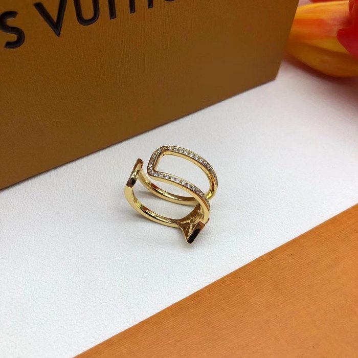 法國精品Louis Vuitton LV花草水鑽雙層開口戒指 代購