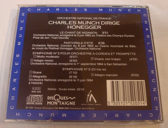 晚年神演(Disques Montaigne)Honegger: 第二、五號交響曲、夏日田園/ Munch