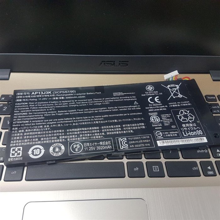 保三個月ACER AP13J3K 3芯 原廠電池 AP13J4K Chromebook C720 C720P C740