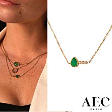 AEC PARIS 巴黎品牌 白鑽綠瑪瑙項鍊 優雅金項鍊 CHAIN NECKLACE TYCH