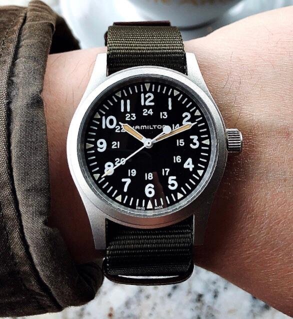 Hamilton漢彌爾頓KHAKI FIELD MECHANICAL 38mm機械軍錶Nato帆布錶帶