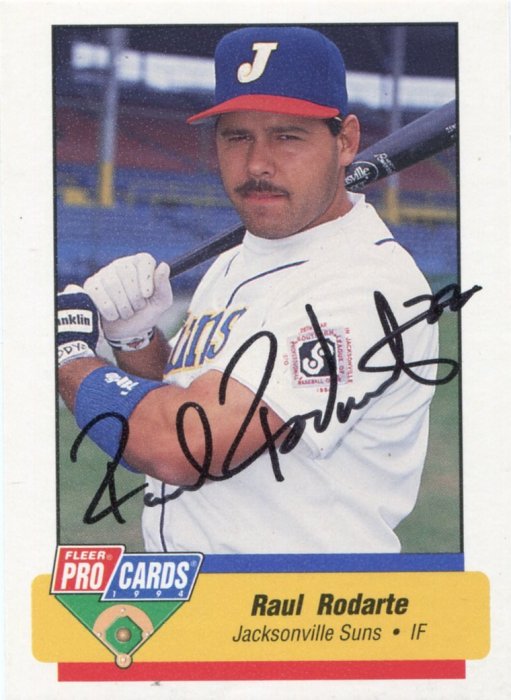 職棒十年統一獅外籍洋將羅克~Raul Rodarte 1994年小聯盟親筆簽名新人卡 RC AUTO，加簽背號哦!