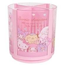 ♥小花花日本精品♥HelloKitty Sanrio大集合 可旋轉四格塑膠筆筒~3