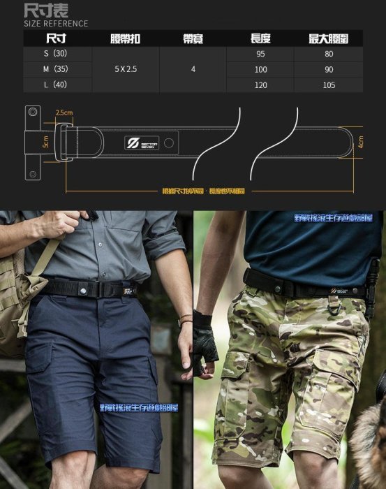 【野戰搖滾】SECTOR SEVEN 狩獵戰術腰帶【黑色、狼棕色、綠色】勤務腰帶小腰帶尼龍腰帶特勤腰帶S腰帶迷彩褲戰術褲
